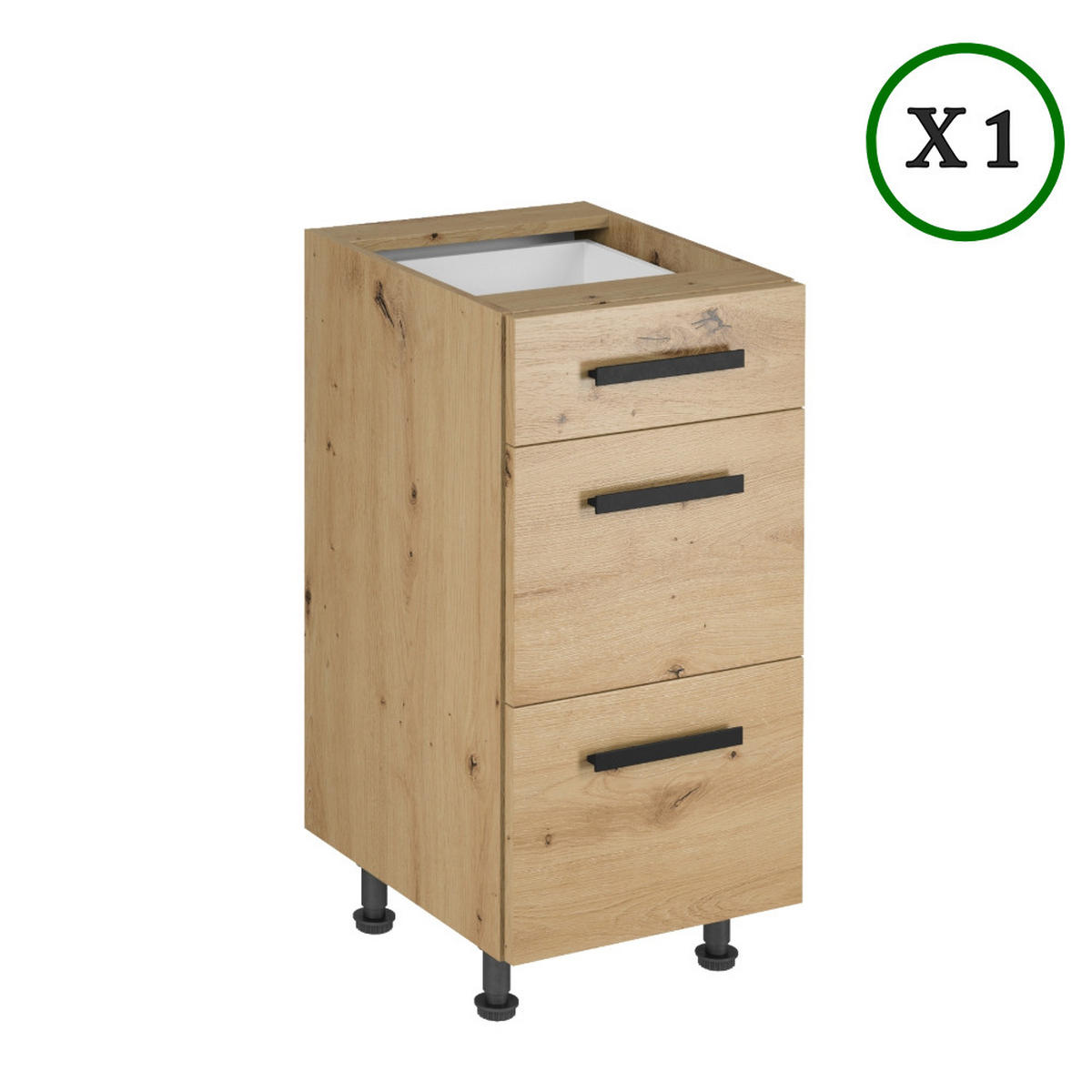 KÜCHENZEILE 240 cm - Langen K25-M240 - in Artisan Eiche/Grau - Eiche Artisan/Grau, Holz/Metall (240/210/47cm)