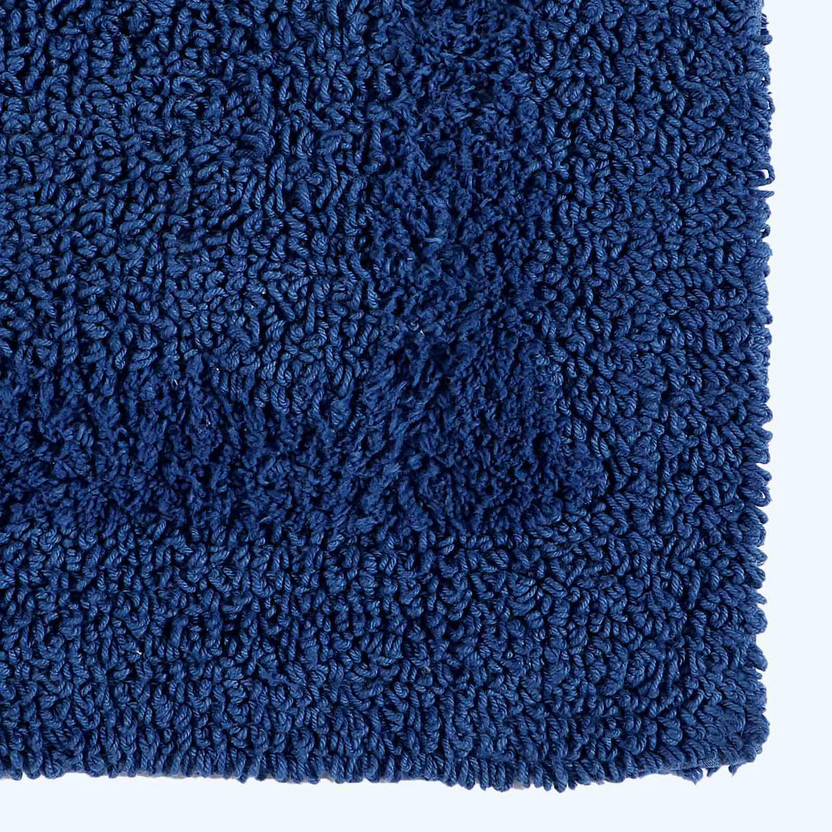 BADEMATTE halbrund 50/80 cm, 100% Baumwolle, wendbar - Dunkelblau, Textil (50/80cm) - Homescapes