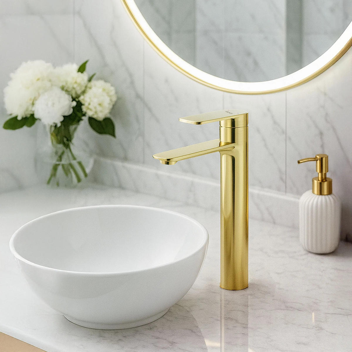 WASCHBECKENARMATUR Rea Storm Gold High - Goldfarben, Metall (4.2/29.5/18.5cm) - REA