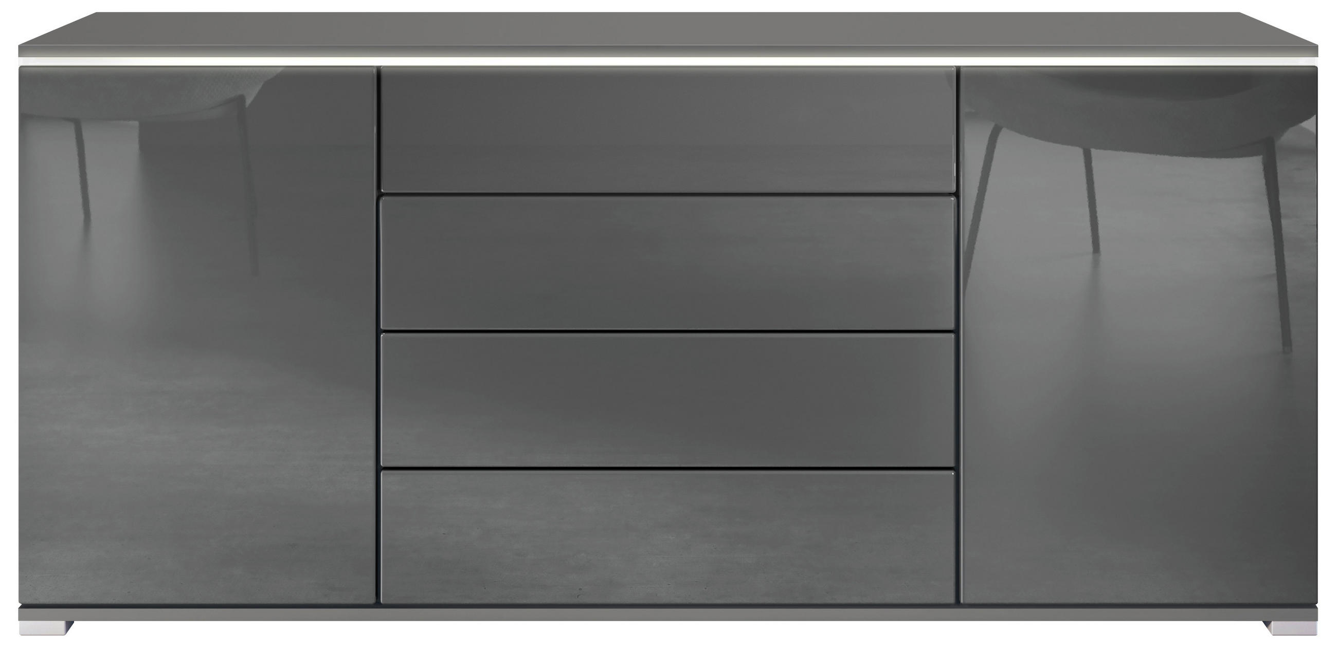 SIDEBOARD Faro Grau Hochglanz - Grau, Holzwerkstoff (166.5/75.5/35cm) - Vladon