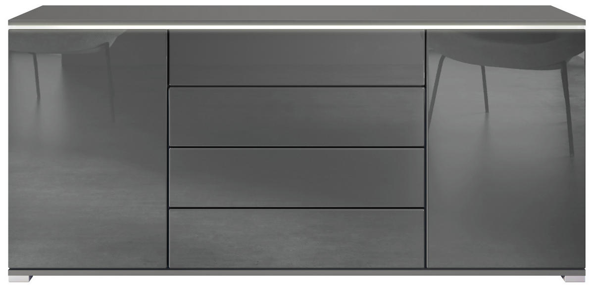 SIDEBOARD Faro Grau Hochglanz - Grau, Holzwerkstoff (166.5/75.5/35cm) - Vladon