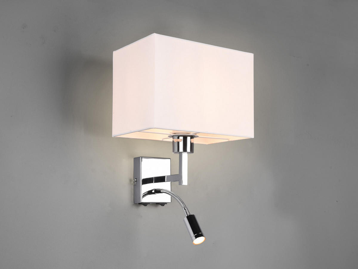 WANDLAMPE mit Schalter & Leselampe Stoff Creme Weiß, Höhe 31cm - Beige, Textil/Metall (25/31/24cm) - meineWunschleuchte