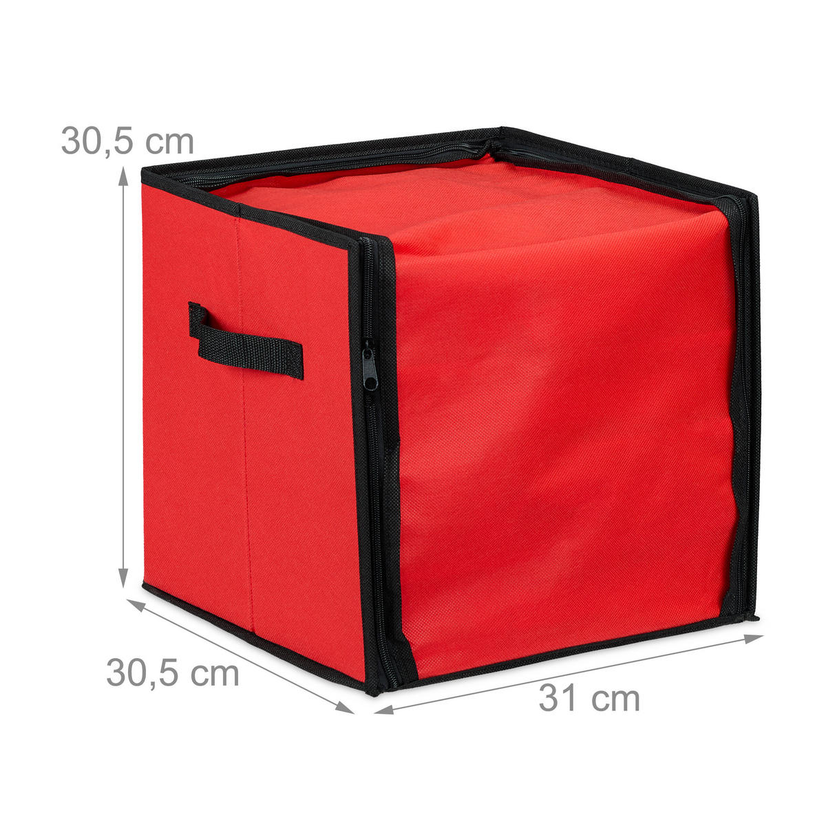 WEIHNACHTSKUGEL-AUFBEWAHRUNGSBOX - Rot, Wellpappe/Textil (31/30.5/30.5cm) - Relaxdays