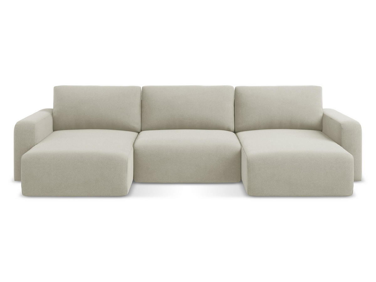 WOHNLANDSCHAFT Strukturstoff Stoff Beige - Beige/Creme, Kunststoff/Textil (332/79/149cm) - Makamii