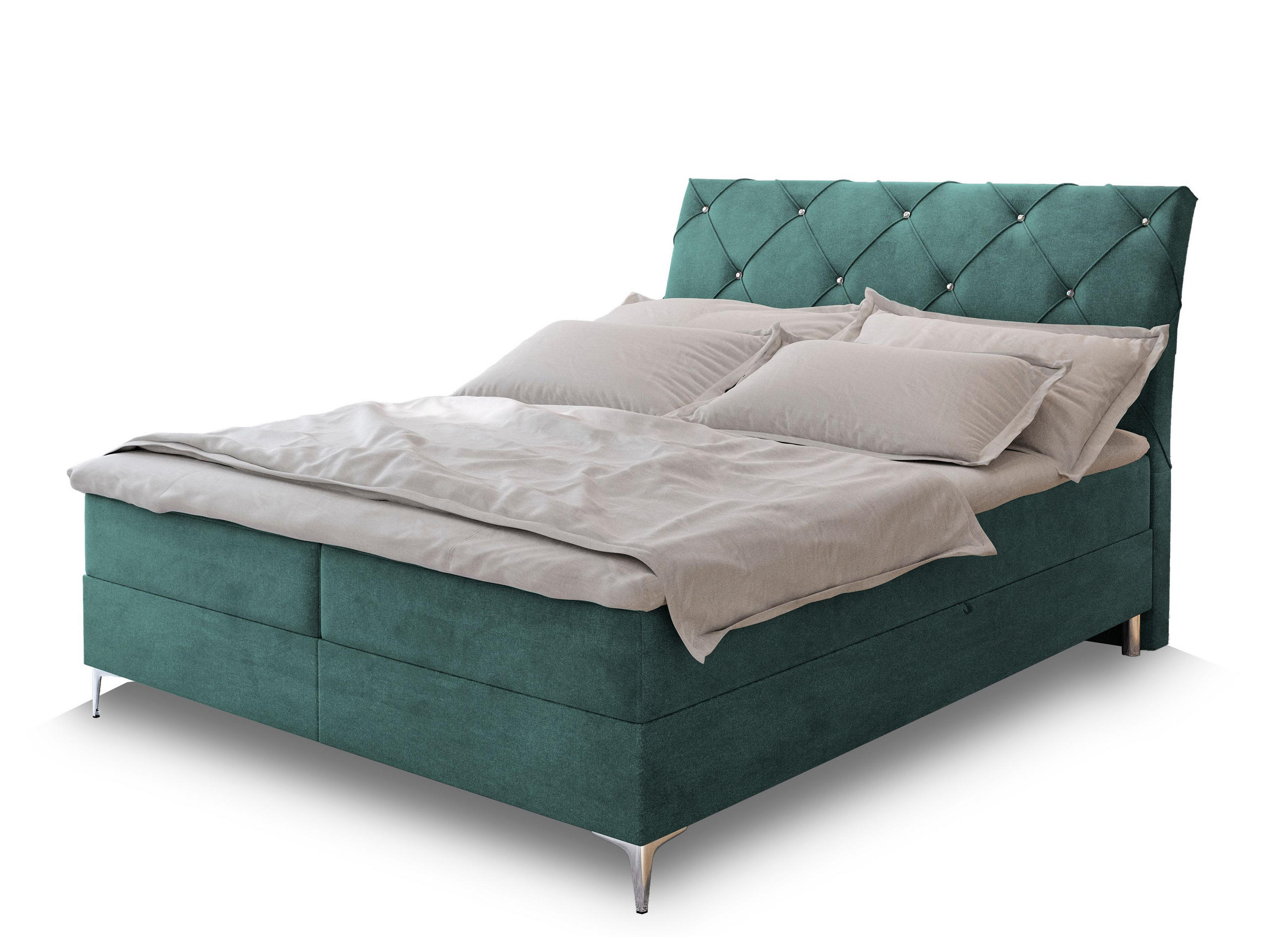 BOXBETT MACON 160x200 cm mit Matratze und Topper - Blau - Blau, Holz (160/200cm) - MASSENO