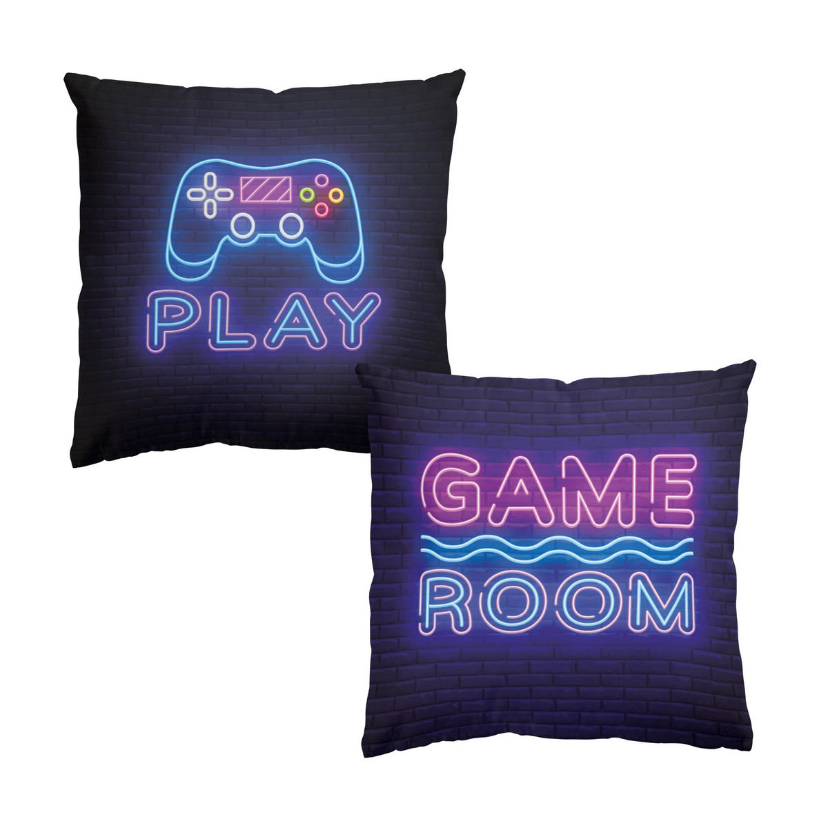 DEKOKISSEN 2er-Set Neon Game Room Controller Duo 50/50 cm - Pink, Textil (50/50cm) - Bilderwelten