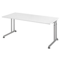 SCHREIBTISCH Serie-Z 80/180/74 cm in Weiß/Silberfarben - Silberfarben/Weiß, Holzwerkstoff (80/180/74cm) - bümö