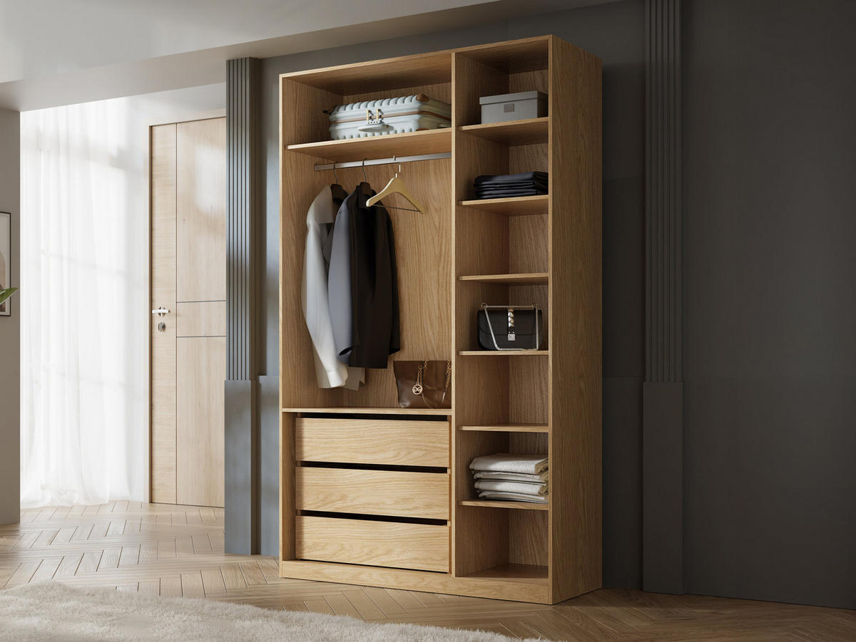 GARDEROBE-SET Soreno II - Eichefarben/Beige, Holzwerkstoff/Kunststoff (193/237/60cm) - MIRJAN24