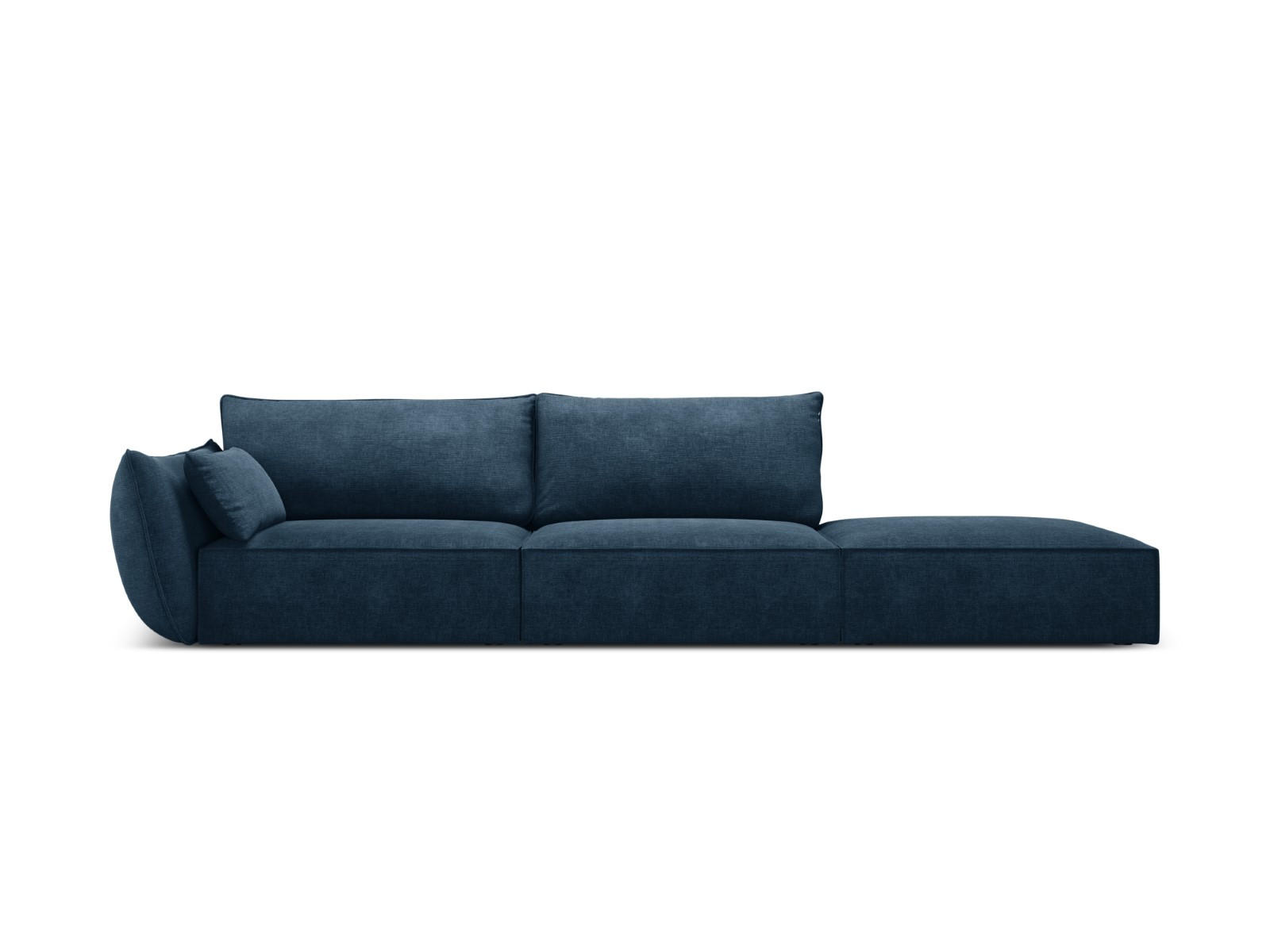 RECHTES-SOFA Kaelle aus Chenille-Stoff königsblau 4 Sitzplätze - Blau, Textil (110/85/264cm) - Micadoni
