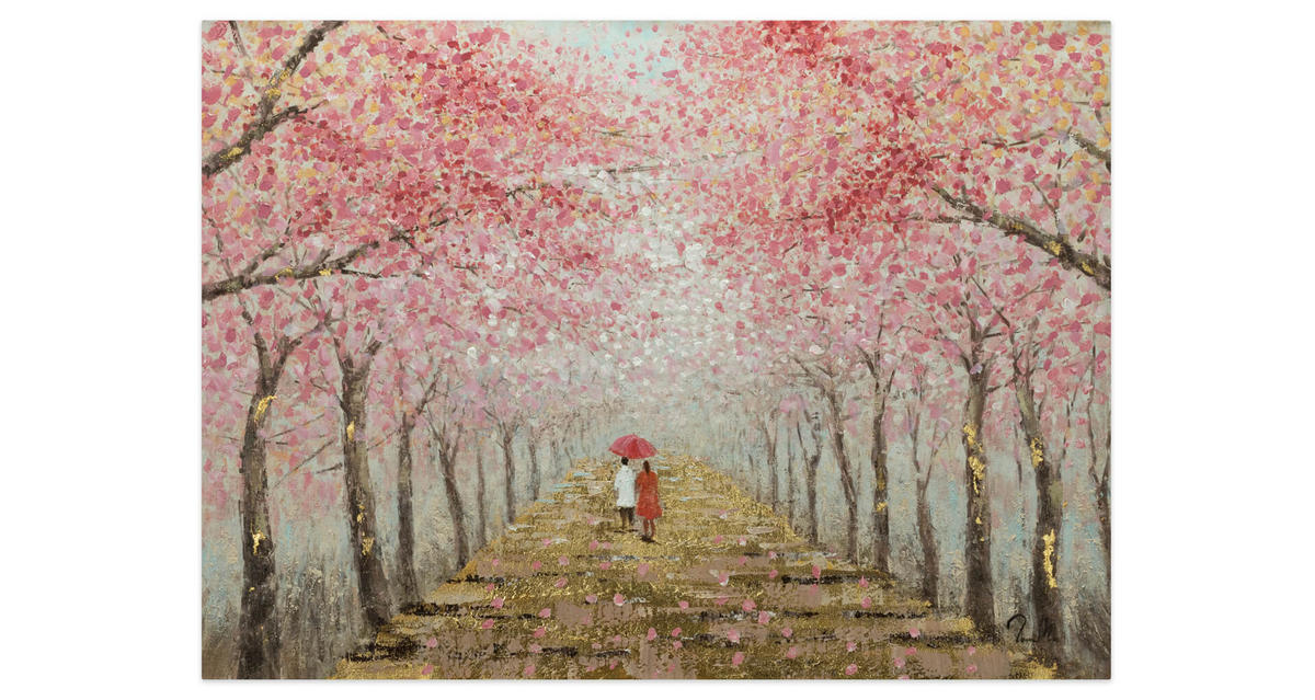 ÖLGEMÄLDE 100/70 cm - Pink/Braun, Holz/Textil (100/70cm) - KUNSTLOFT