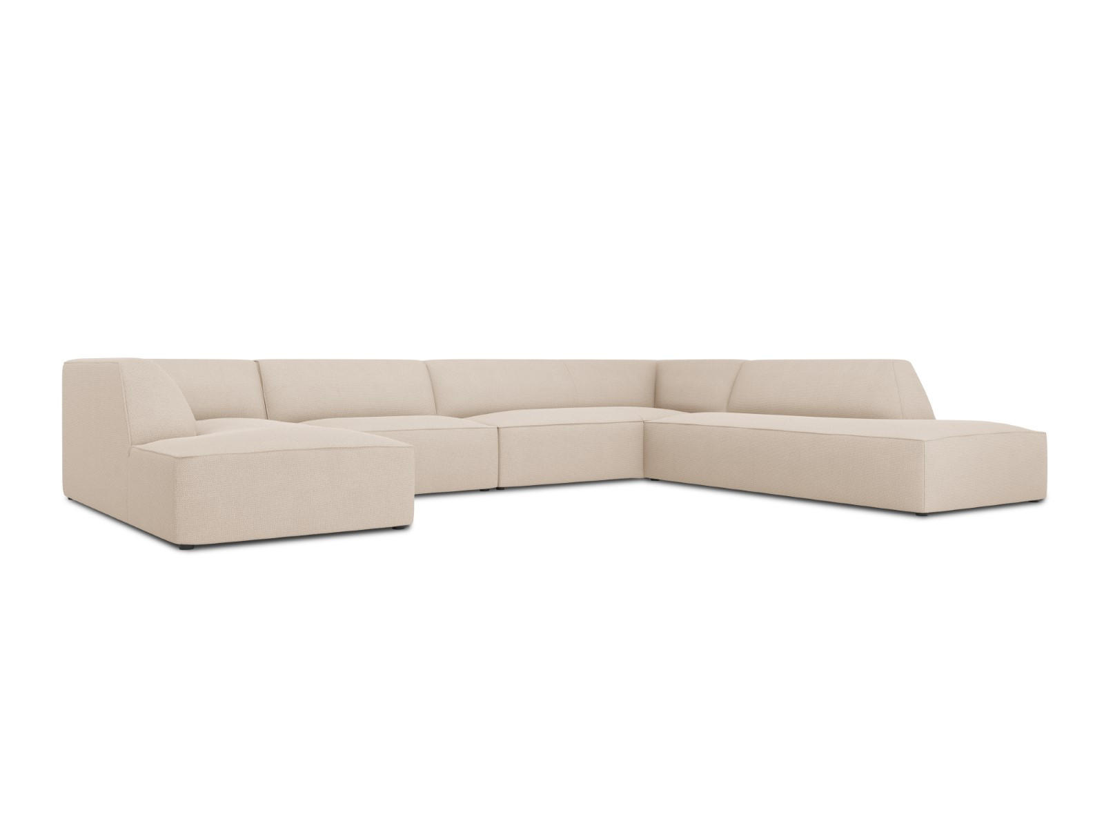 PANORAMASOFA rechts Ruby aus strukturiertem Stoff beige 7 Sitzplätze - Beige/Creme, Textil (273/69/366cm) - Micadoni