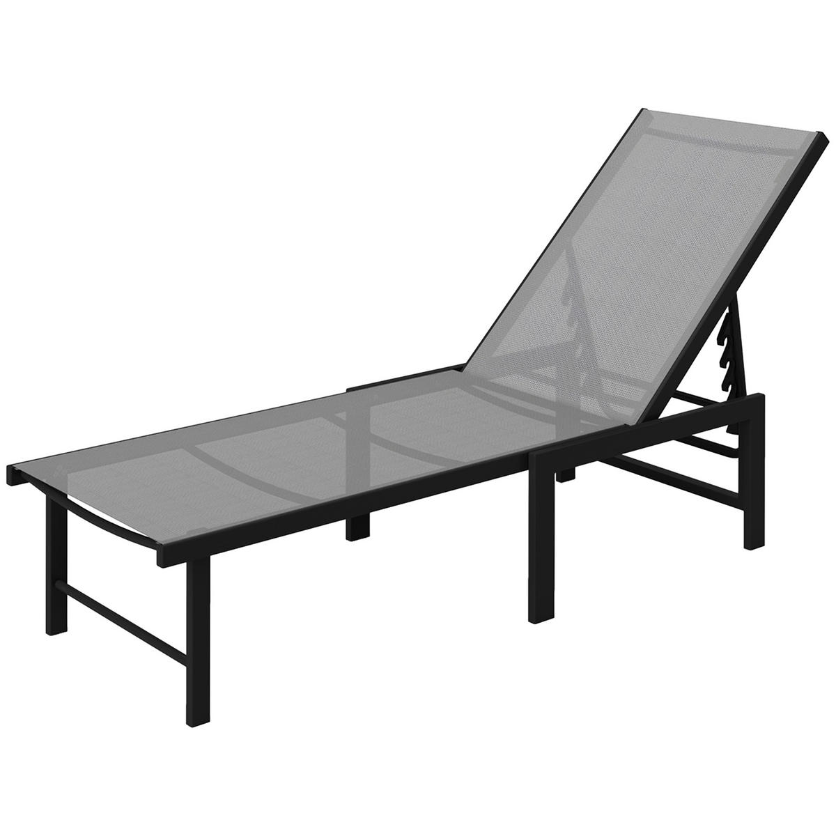 SONNENLIEGE Verstellbare Gartenliege mit 5-fach verstellbarer Rückenlehne und Stahlrahmen 166 x 60 x 84 cm ,Grau - Grau, Metall (60/84/166cm) - Vallsero