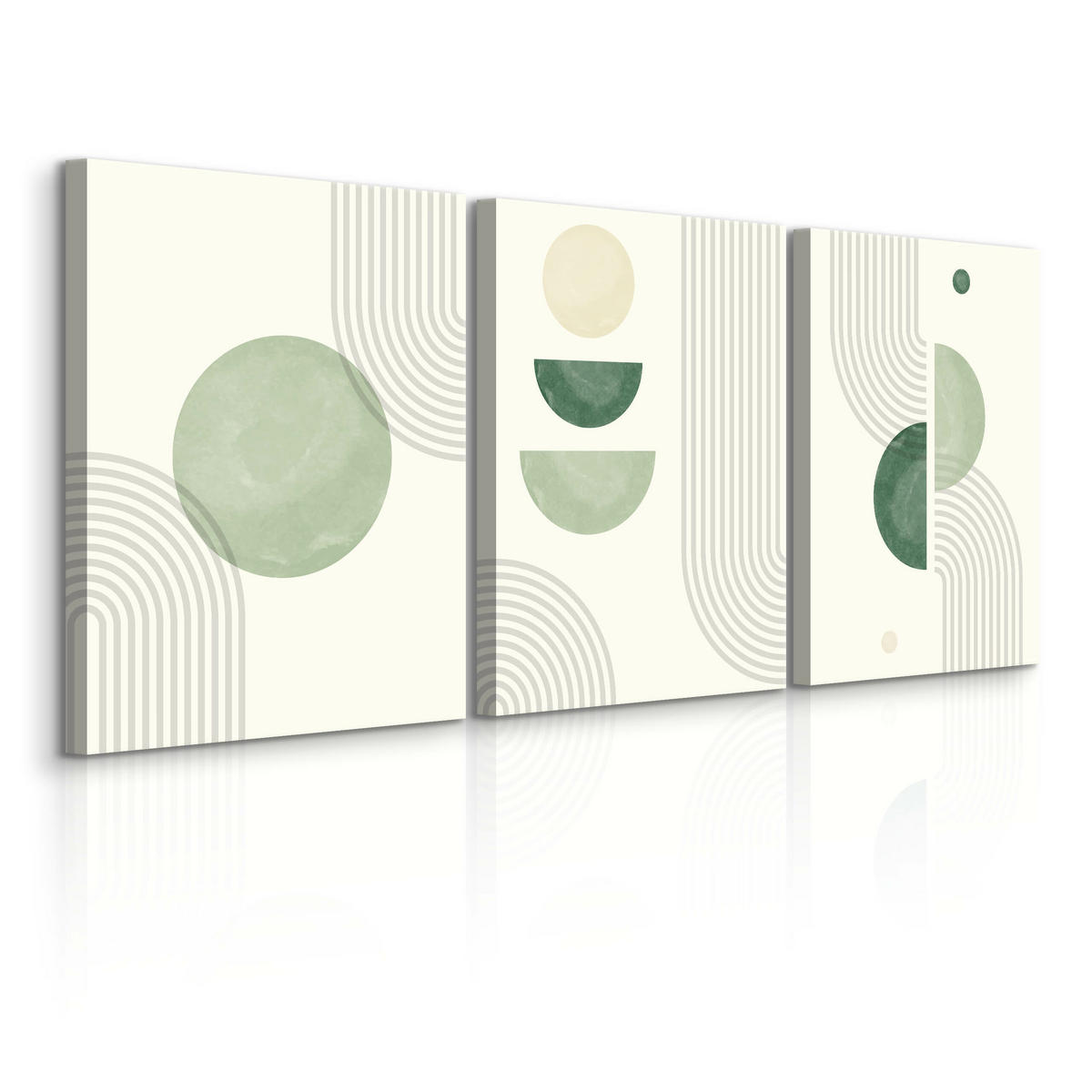 LEINWANDBILDER 3-er Set Geo-Muster Boho - Beige/Schwarz, Textil (90/40cm) - Muralo