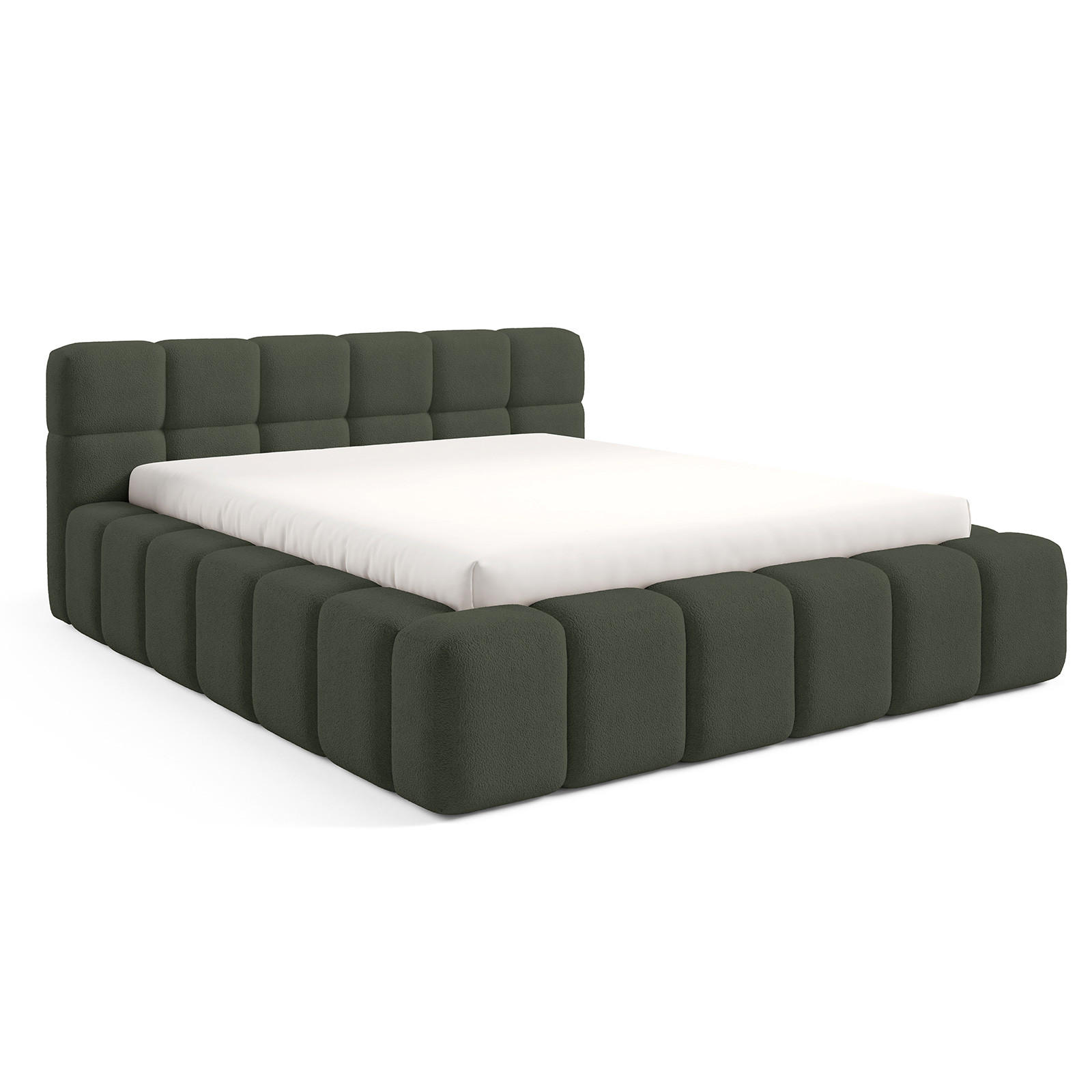 POLSTERBETT NUBO PREMIUM 180x200 cm mit Bettkasten – Stoff QUELLE 37 - Grün, Holz (180/200cm) - Dekori_Interiors