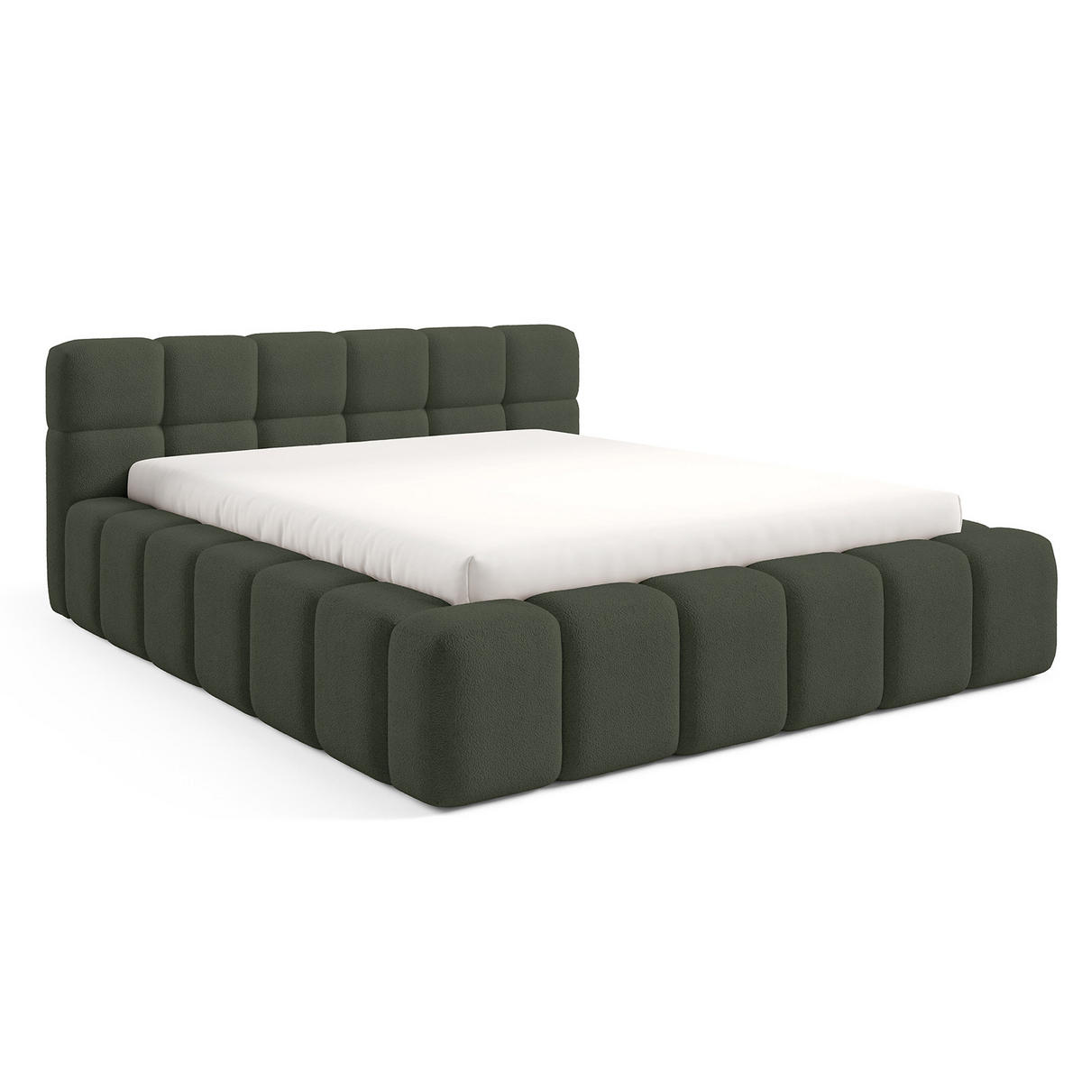 POLSTERBETT NUBO PREMIUM 180x200 cm mit Bettkasten – Stoff QUELLE 37 - Grün, Holz (180/200cm) - Dekori_Interiors