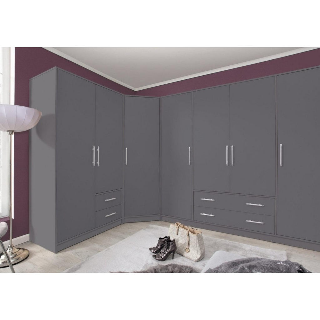 Thumbnail - Deine Möbel 24 Eckkleiderschrank, Anthrazit, Holzwerkstoff, 95x190x95 cm, Schlafzimmer, Kleiderschränke, Eckschränke