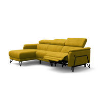 ECKSOFA RODEN 4-Sitzer mit Relax, dunkegelb, Veloursstoff - Gelb, Holz/Textil (268/92cm) - Wozimo