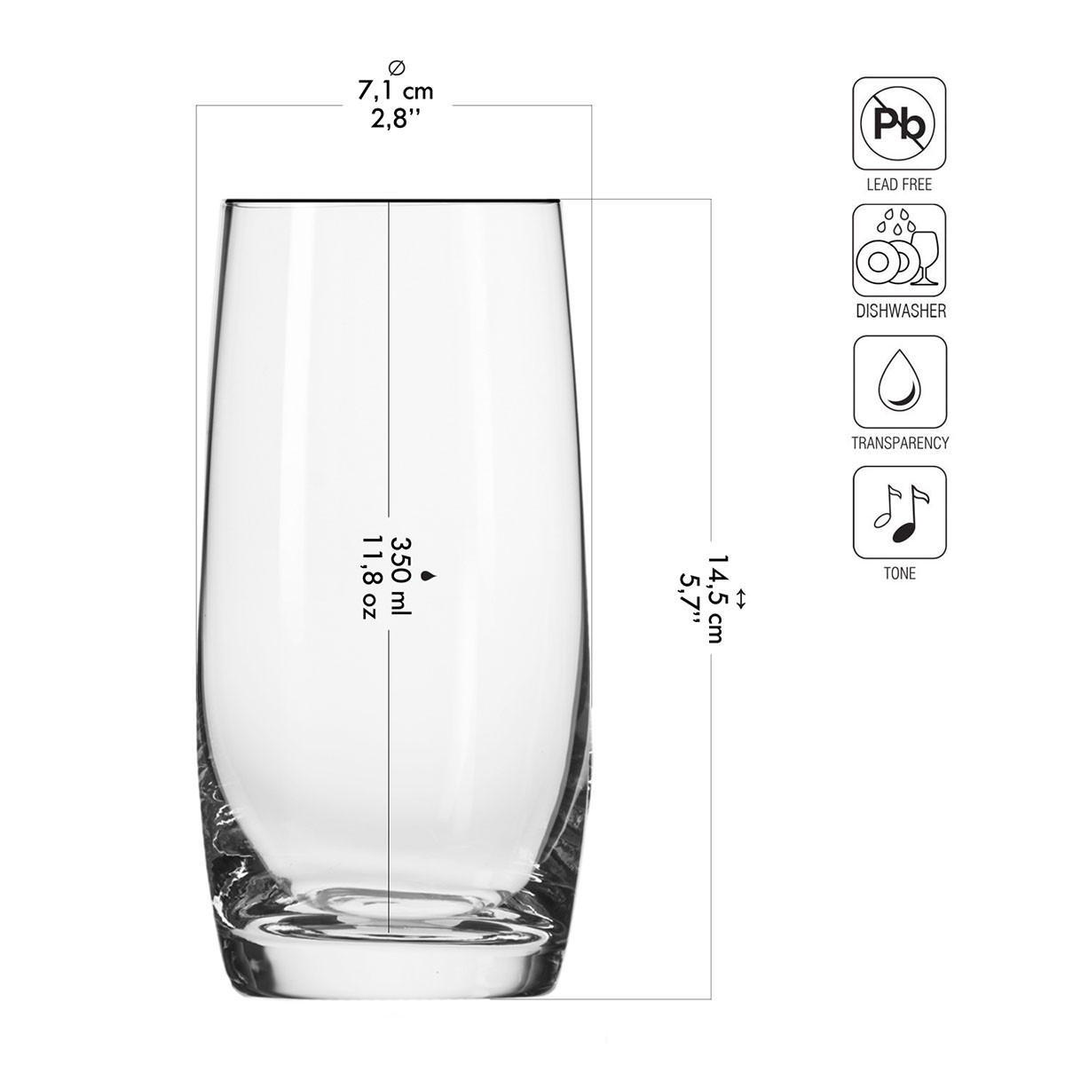 LONGDRINKGLÄSER Blended, 6er-Set, 350 ml - Transparent, Glas (0.41L) - Krosno Glass