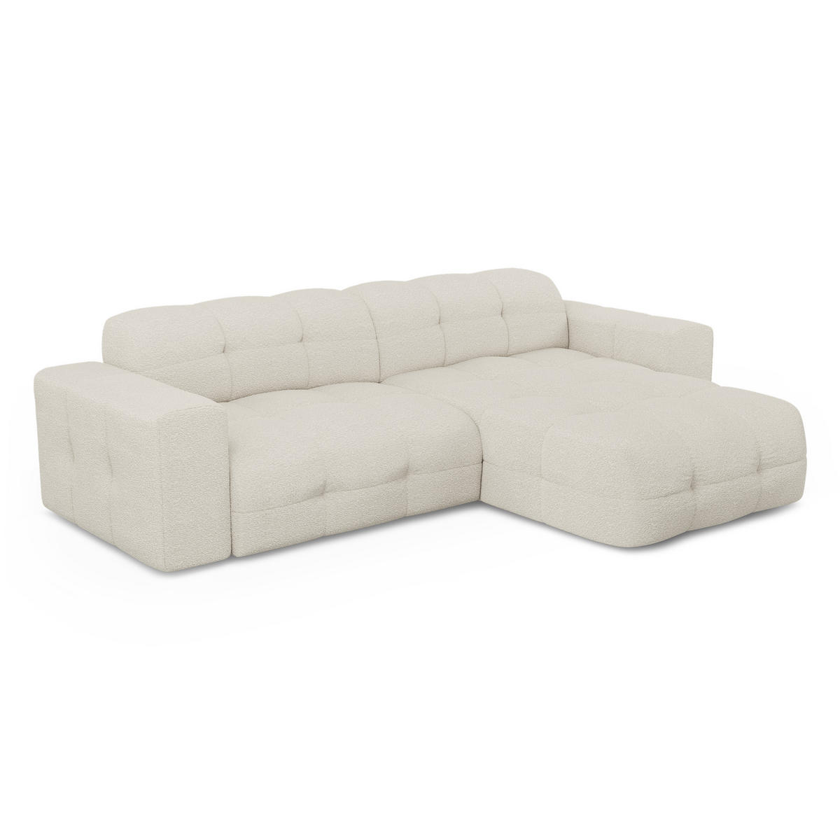 ECKSOFA RECHTS Bouclé-Stoff Creme 230cm - Creme, Textil (230/155cm) - Sia Home