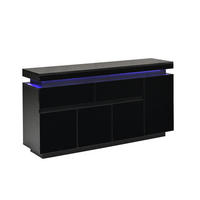 SIDEBOARD DE-37813 mit LED-Beleuchtung und 4 Türen Schwarz - Schwarz, Holzwerkstoff (140/72.5/35cm) - ComfortXL