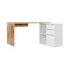 ECKSCHREIBTISCH Der Produktive - Eichefarben/Weiß, Holzwerkstoff (65/145/77cm) - Mokebo