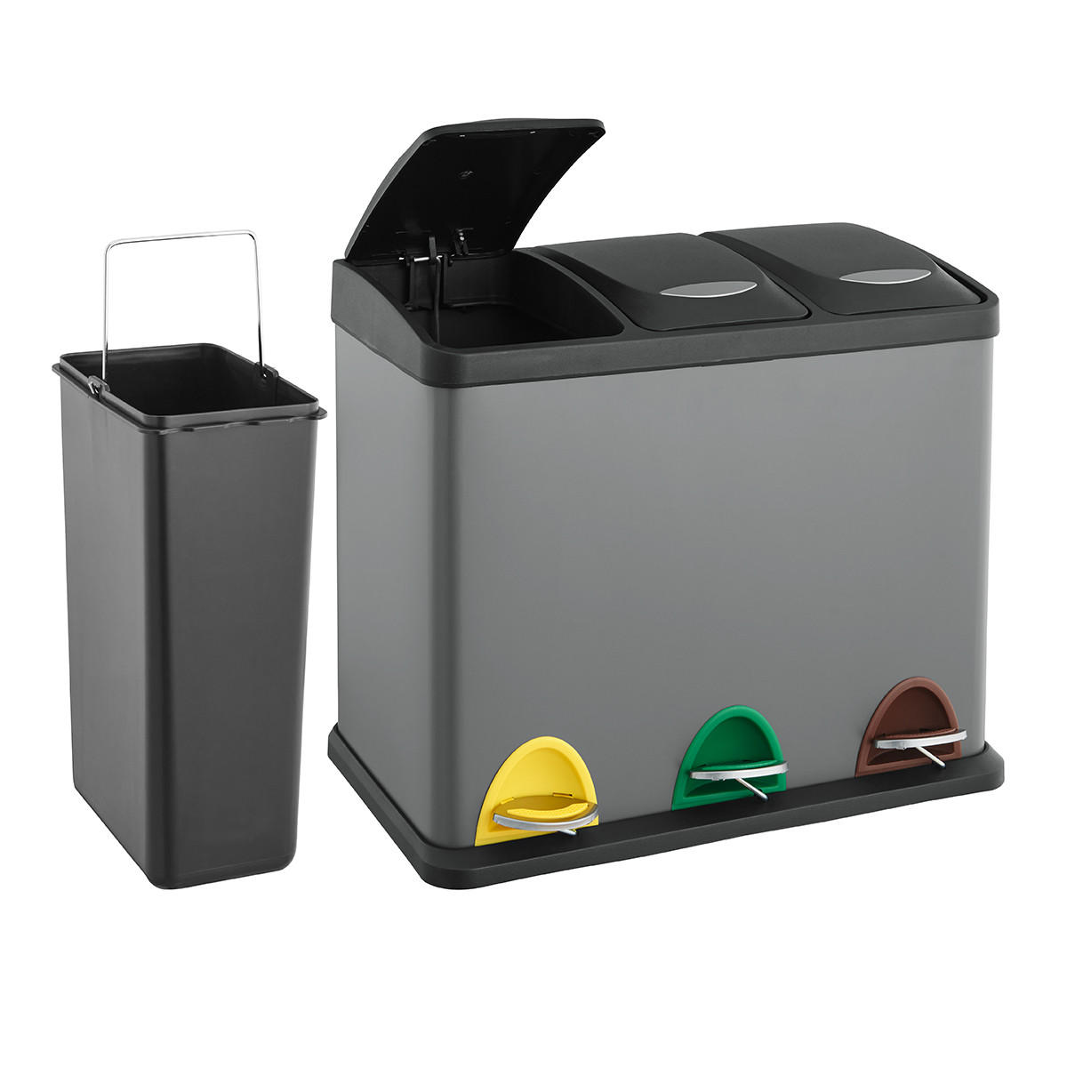 TRETMÜLLEIMER TC3X8 - Grau, Metall (47/38/28cm) - SVITA