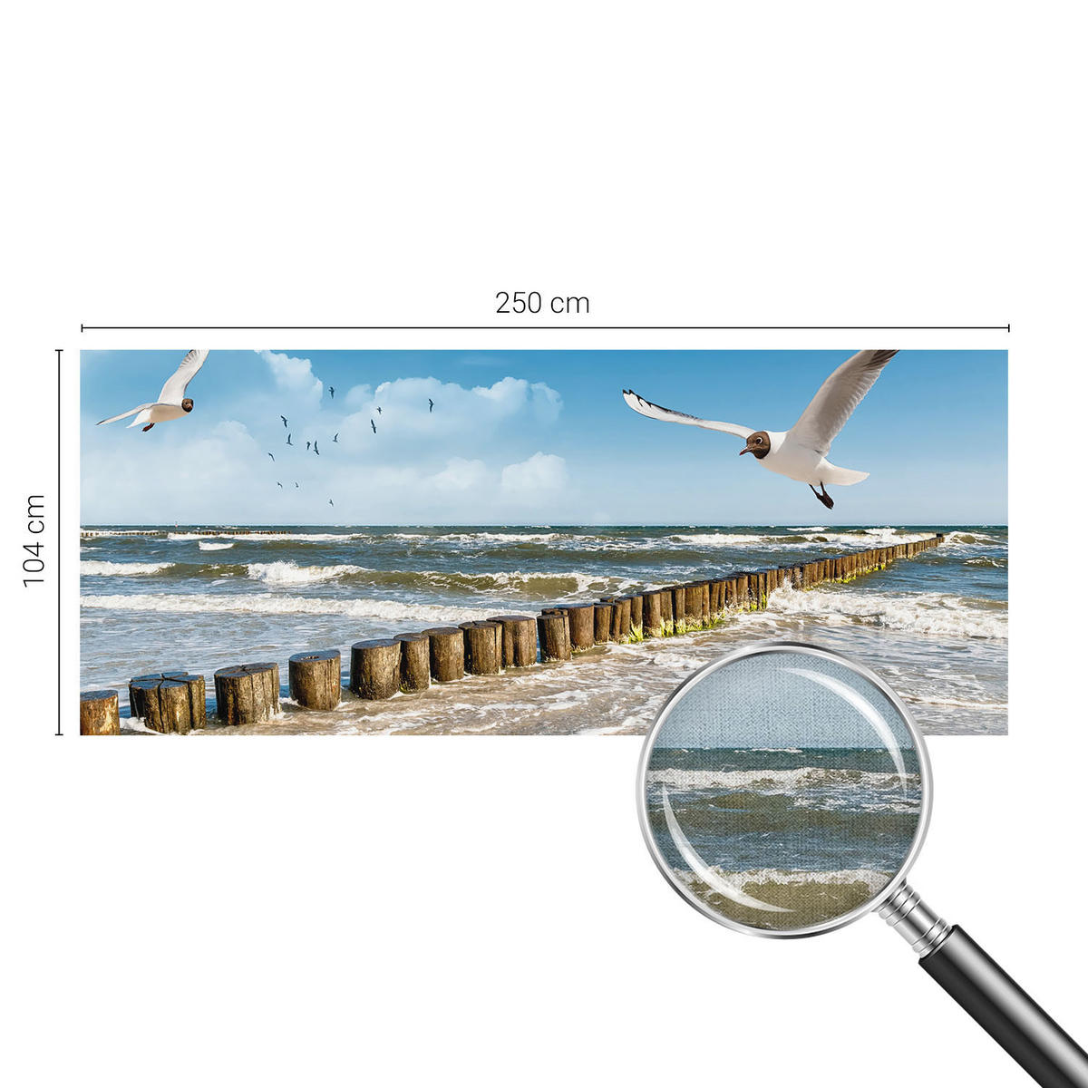 FOTOTAPETE 250x104 cm - Küstenlandschaft - Blau, Textil (250/104cm) - Wallfluent