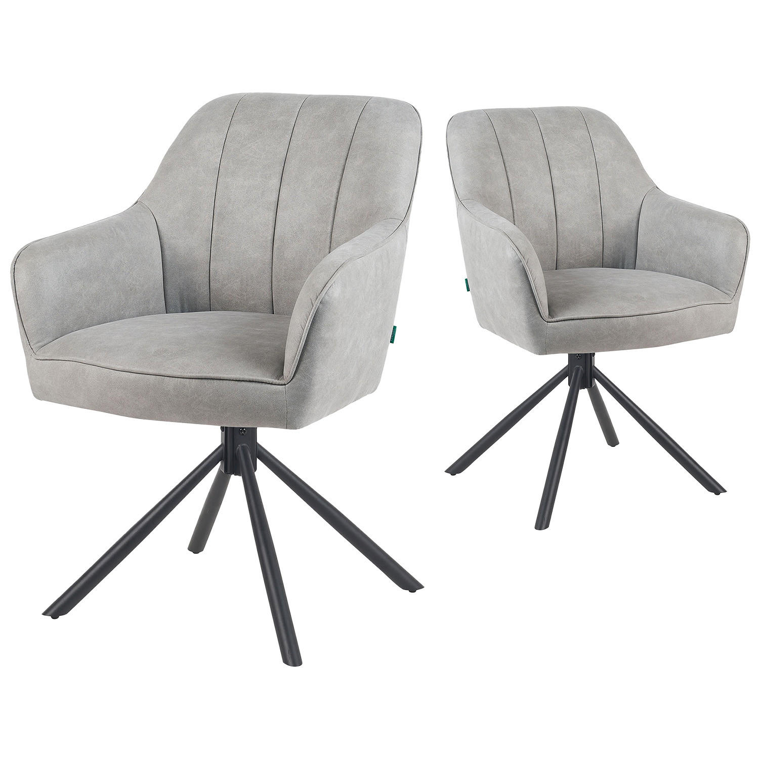 ARMLEHNSTUHL Mika-Piet 2er-Set - Hellgrau/Schwarz, Textil/Metall (60/87/65cm) - DUBI Möbel