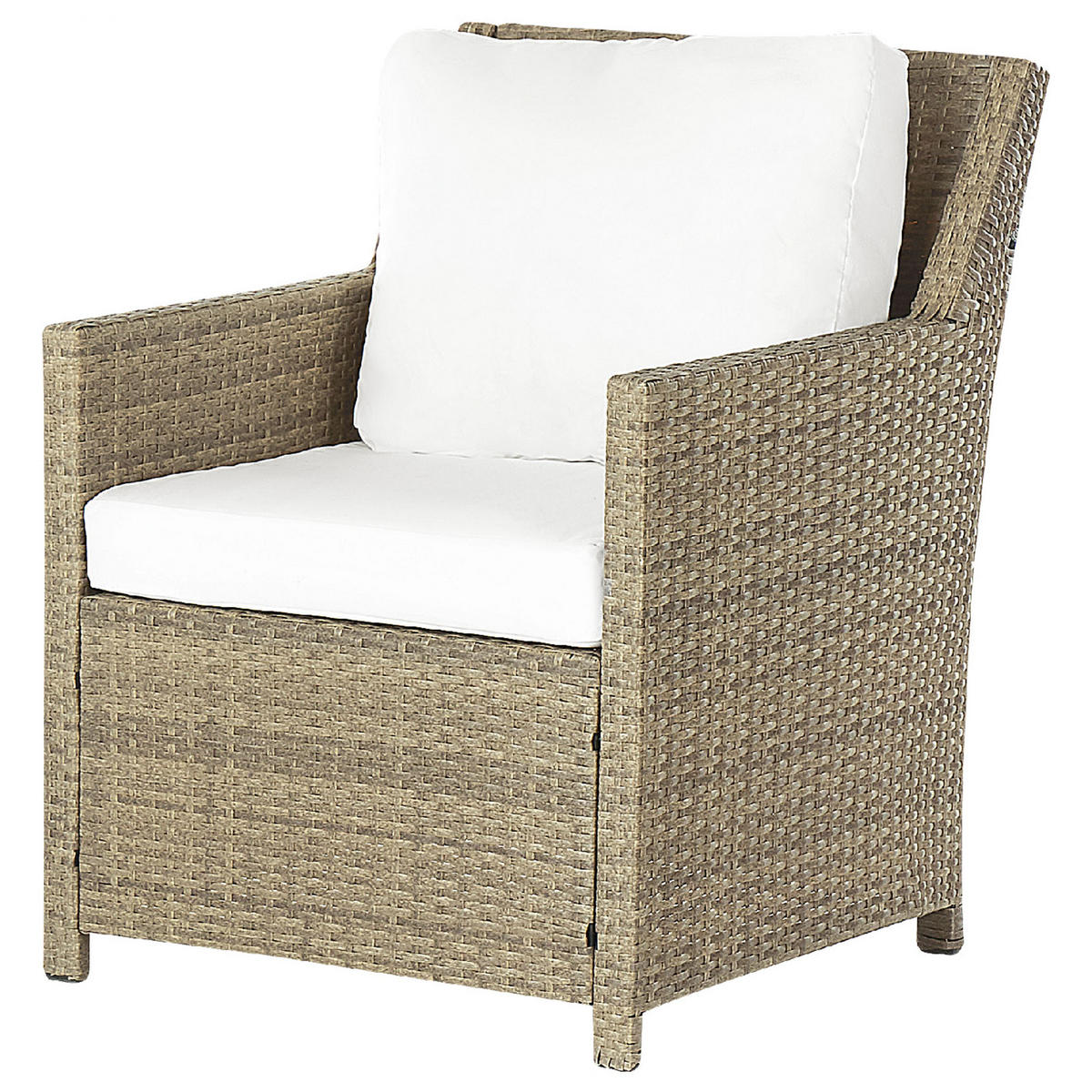 LOUNGE SET 5-Sitzer Rattan Auflagen weiß Fonti - Weiß/Braun, Kunststoff - Beliani