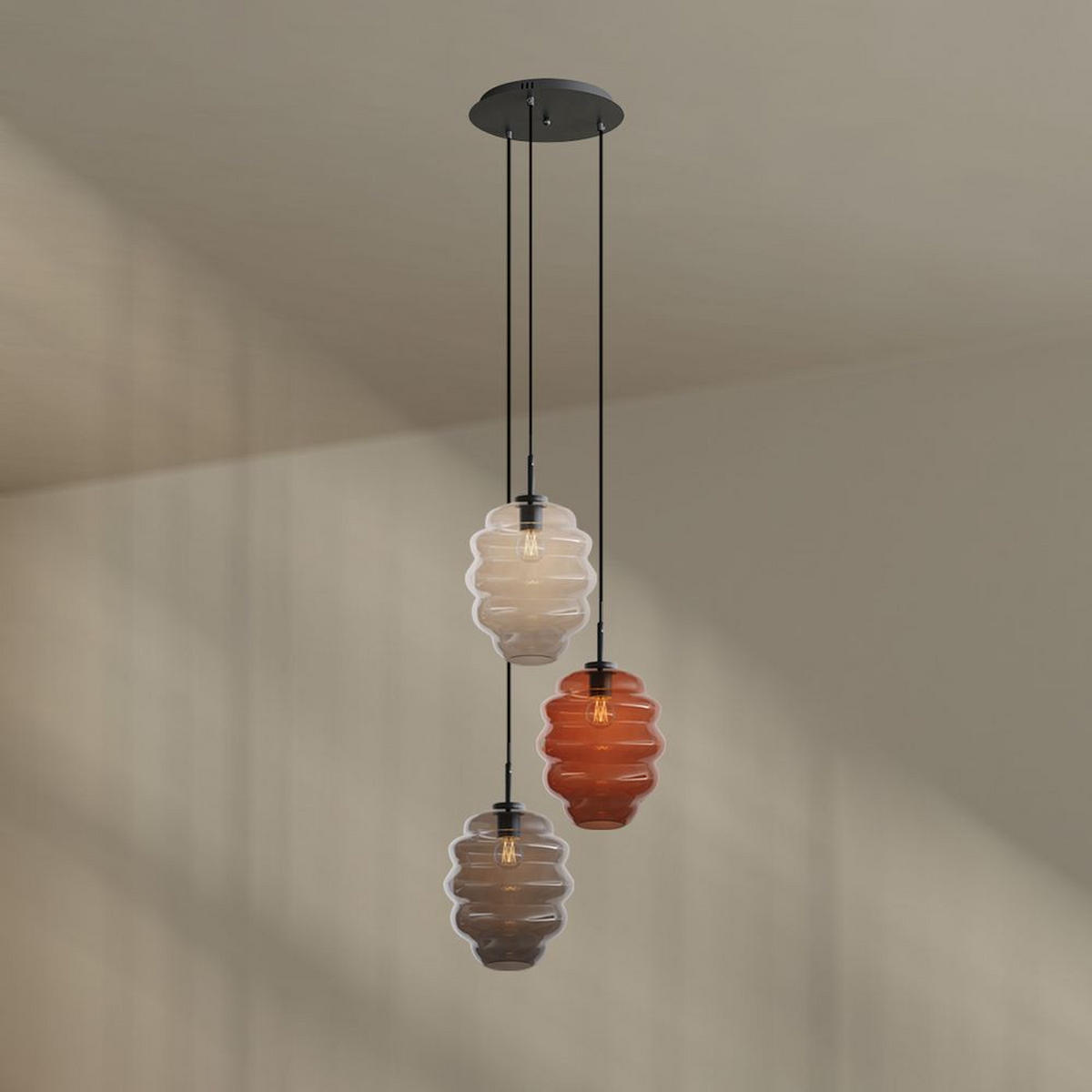 GALERIELEUCHTE Echos 3-flammig Mehrfarbig Ø 25cm - Multicolor/Schwarz, Glas (25/25/28cm) - s.luce