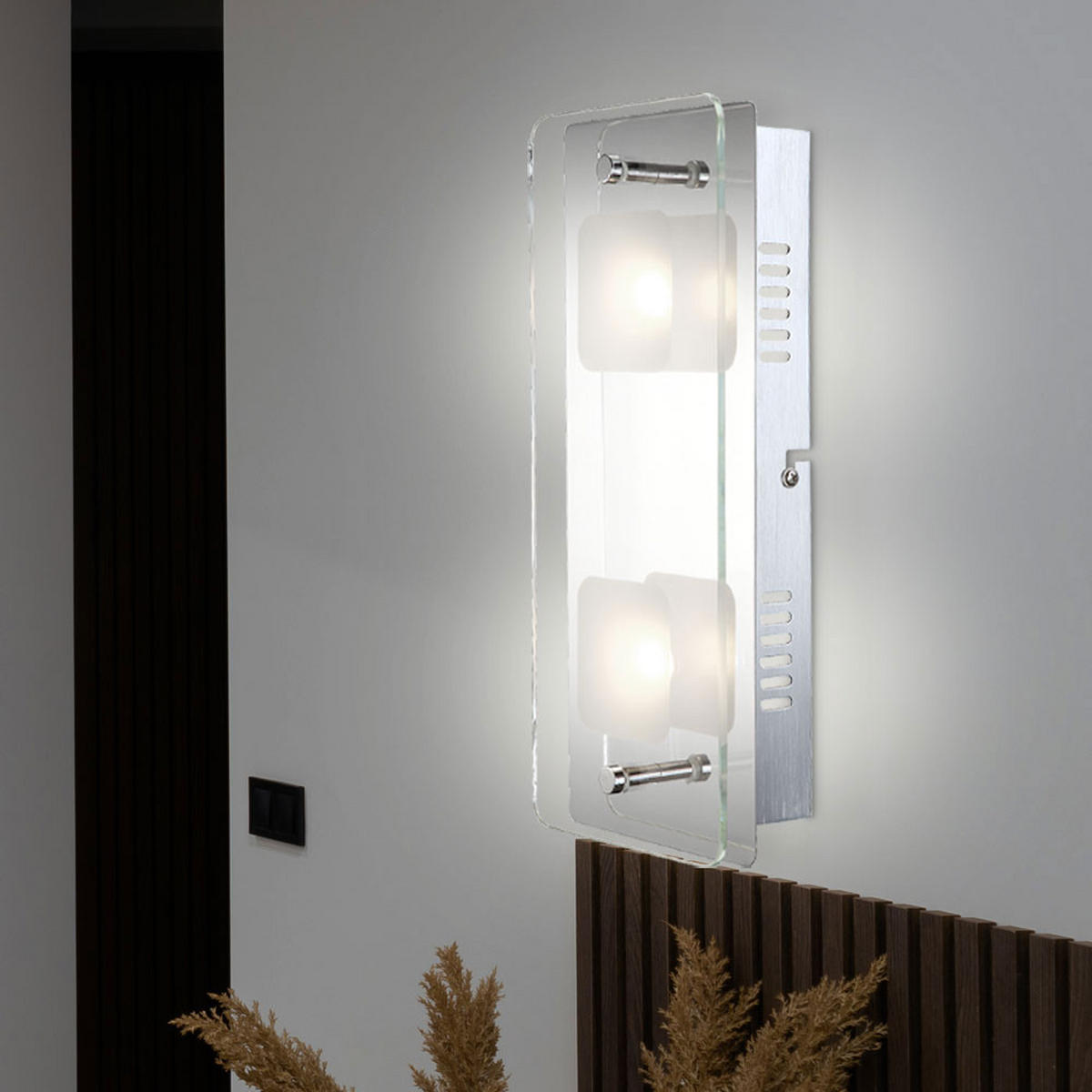 LED WANDLEUCHTE Metall Chrom Silber - Silberfarben, Glas (12/6.2/28cm) - Globo Lighting