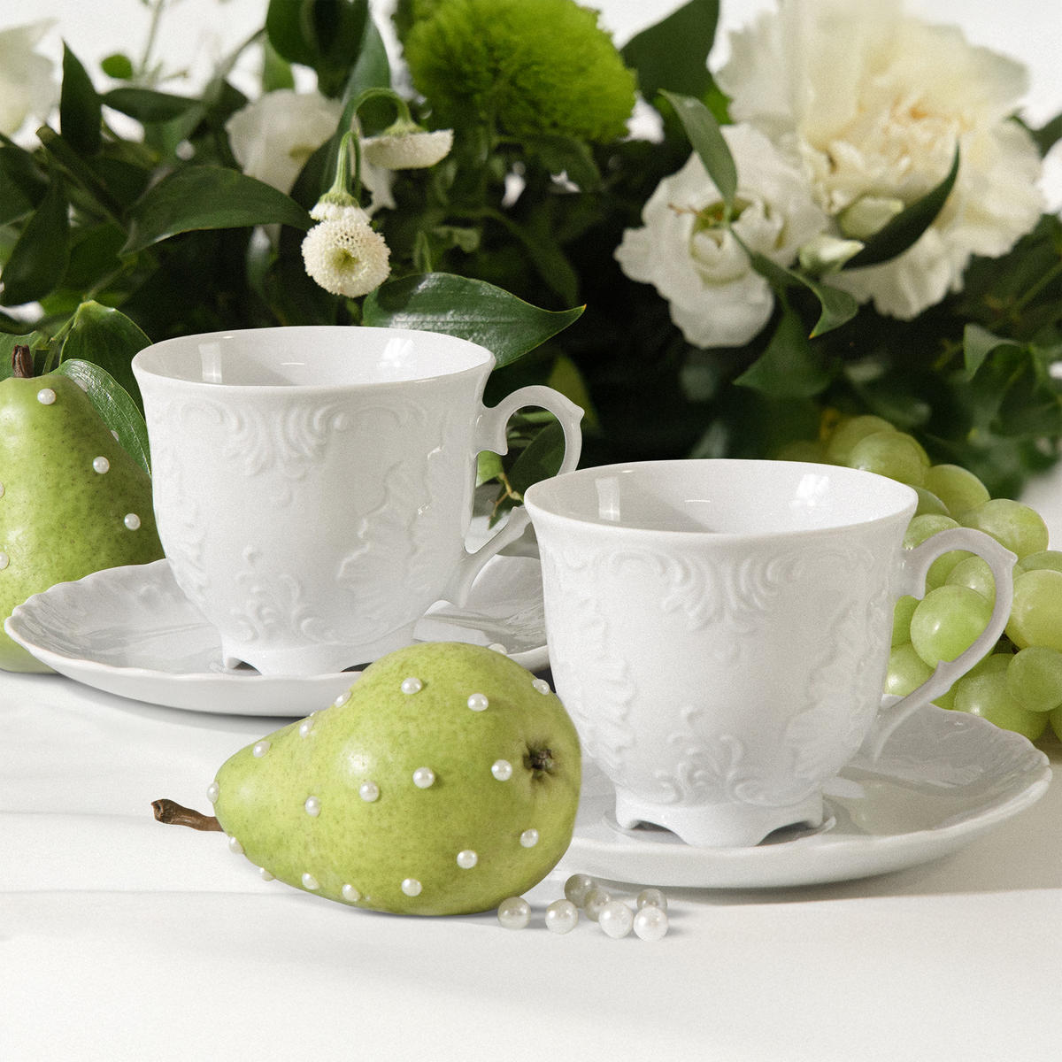 KAFFEETASSEN 2 PERSONEN Cmielow Rococo - Weiß, Keramik (0.25L) - KONSIMO®