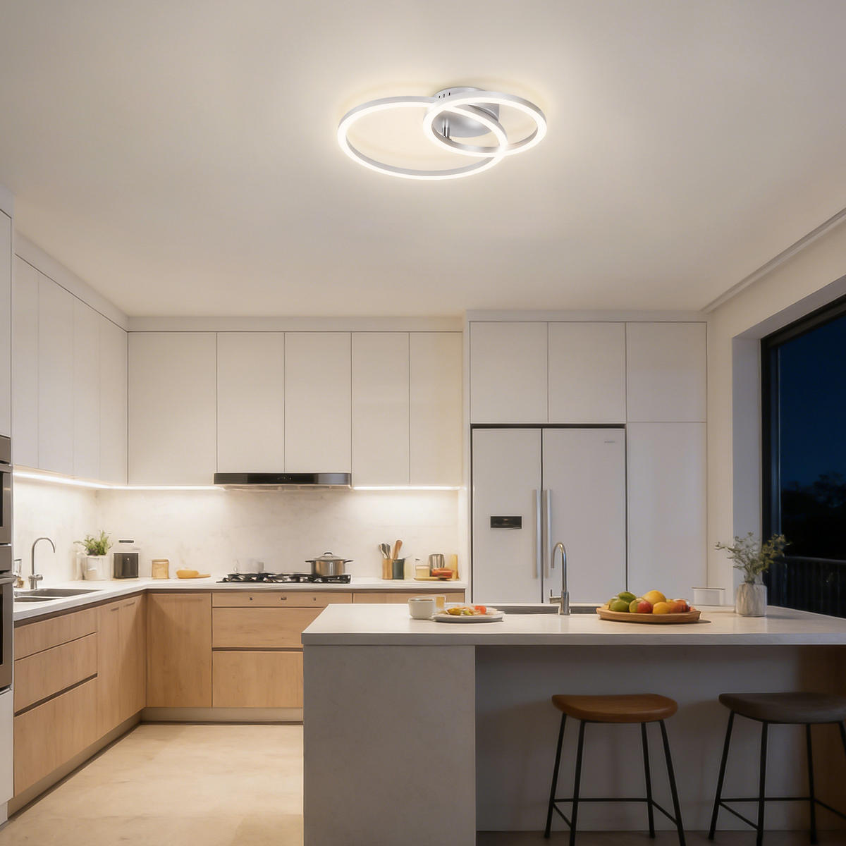 LED DECKENLEUCHTE Melenkir 40.5/30/6.7 cm - Silberfarben, Kunststoff (40.5/30/6.7cm) - ZMH