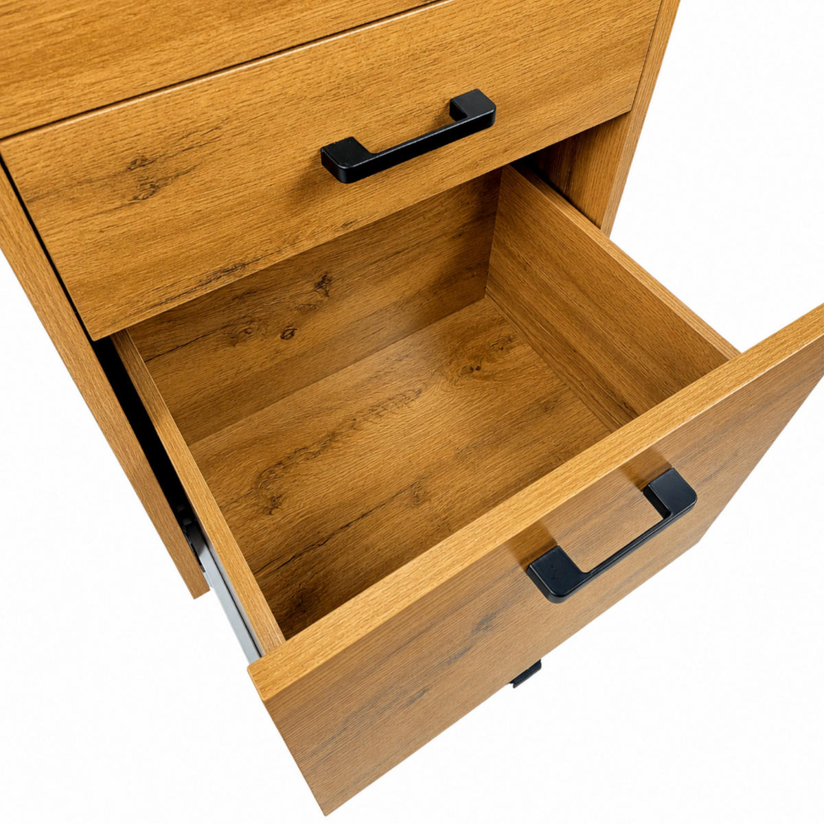 ROLLCONTAINER Holzwerkstoff Eiche Büroschrank 40 x 42 x 72 cm 3 Schubladen auf Rollen - Eichefarben/Schwarz, Holzwerkstoff (42/72/40cm) - Begryf