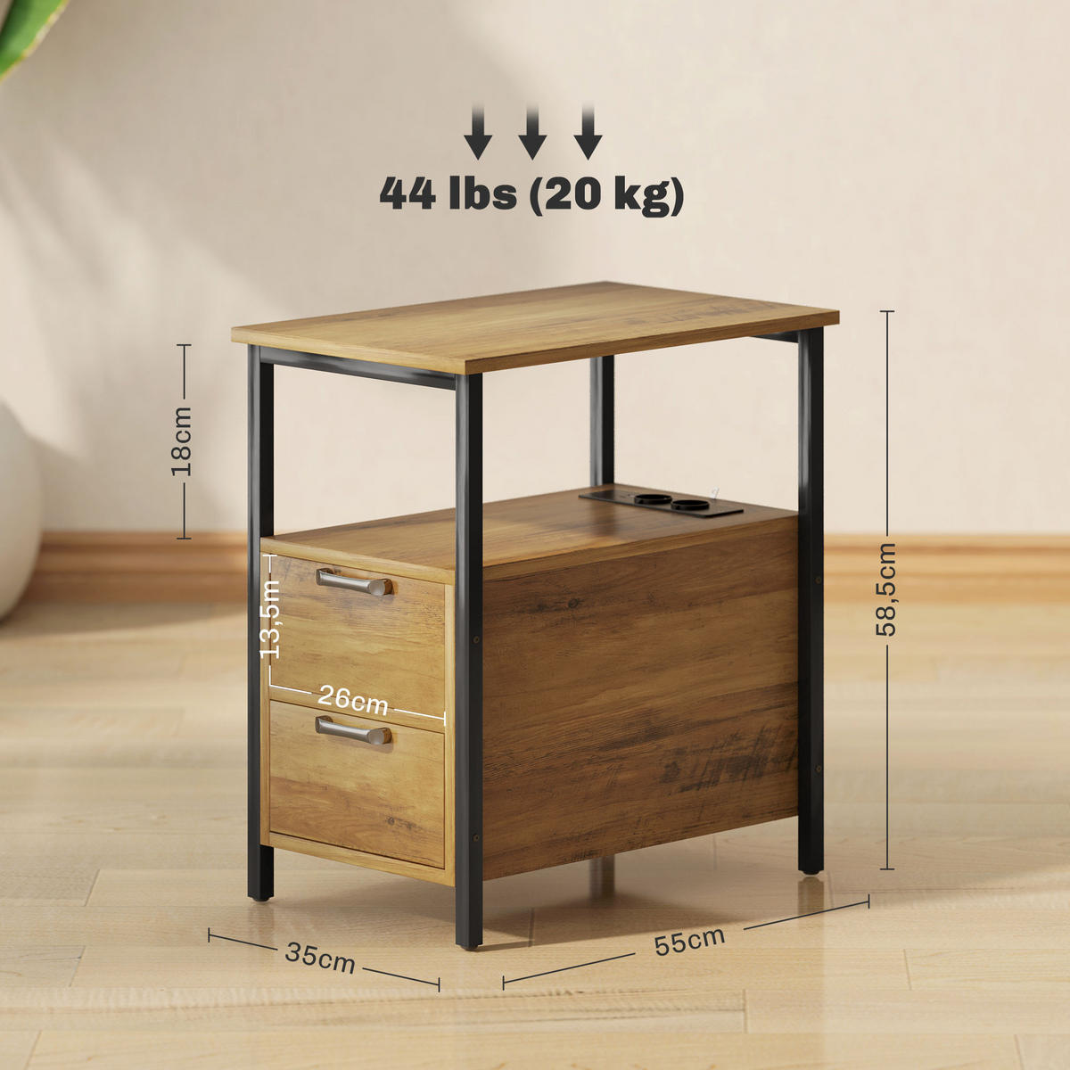 BEISTELLTISCH Beige 1 Stück - Beige, Kunststoff (55/35/58.5cm) - GiPP