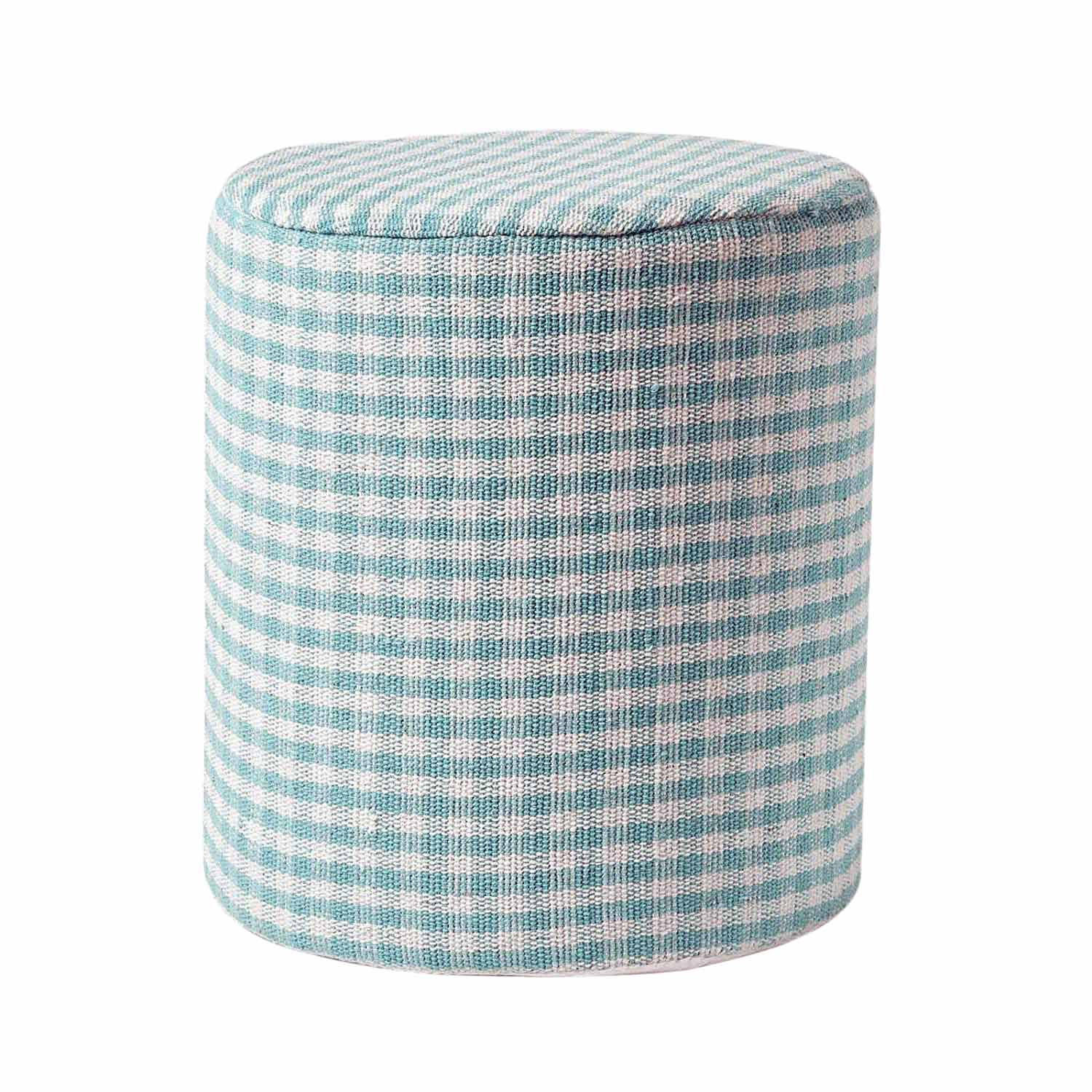 SITZPOUF Vichy-Karo blau, Hocker rund 40/40/42 cm - Blau, Textil (40/42/40cm) - Homescapes