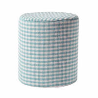 SITZPOUF Vichy-Karo blau, Hocker rund 40/40/42 cm - Blau, Textil (40/42/40cm) - Homescapes