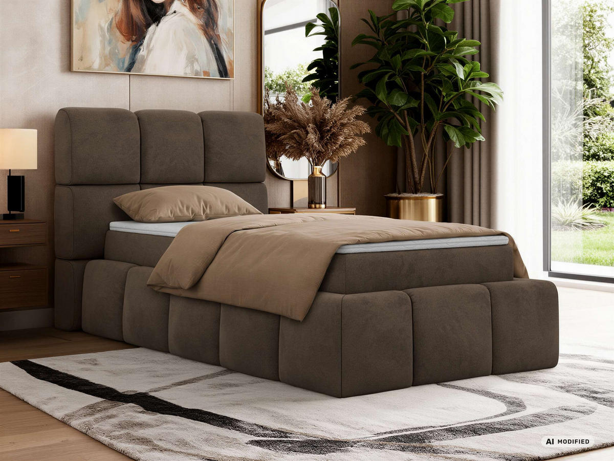 BOXBETT NIRA 90/200 - Braun Velvet - Topper T25 - H4 - Schwarz/Braun, Kunststoff/Textil (90/200cm) - MKS