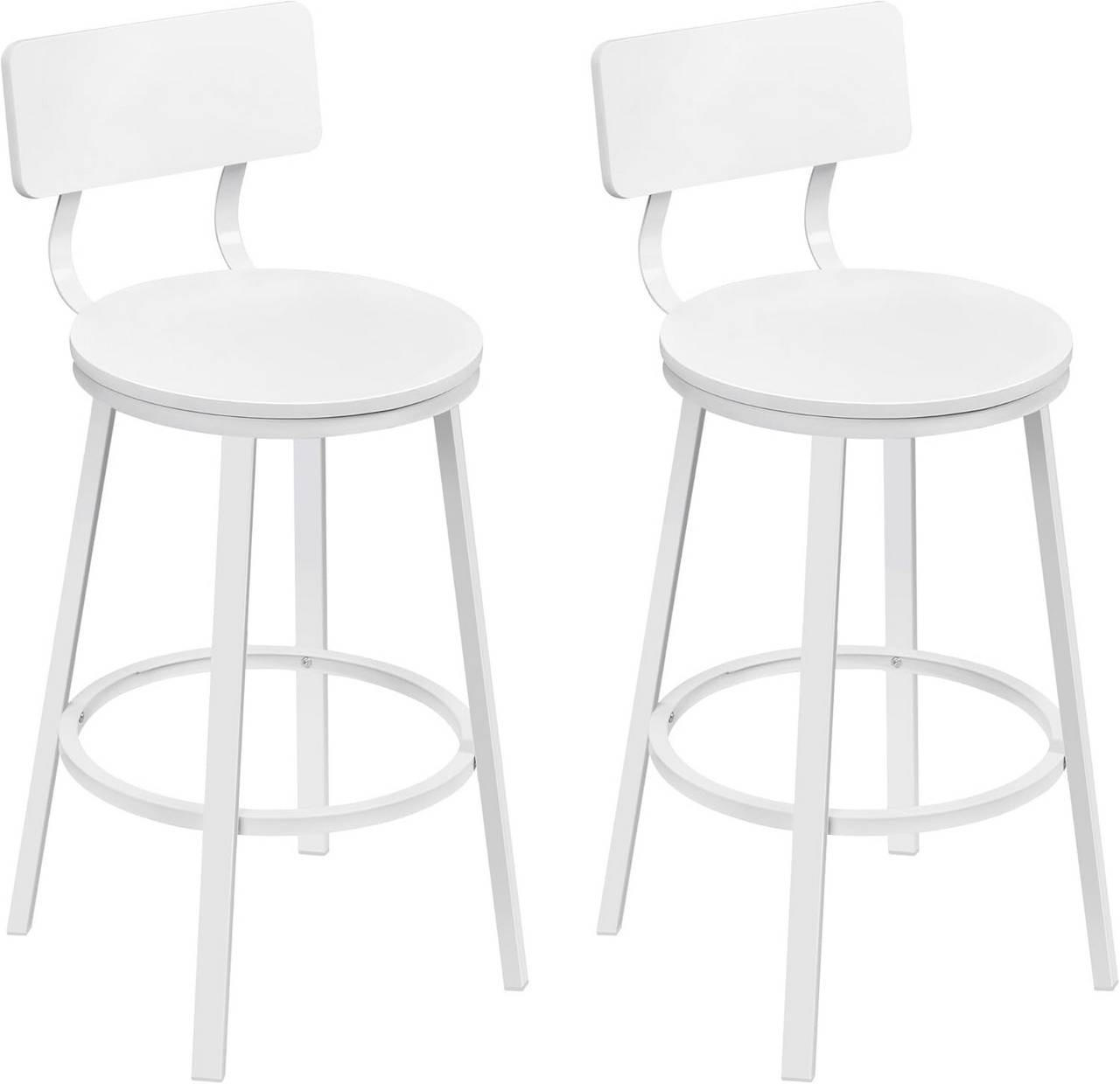 BARHOCKER 2er Set, Metallgestel, Weiß - Weiß, Holzwerkstoff/Metall (51.5/89/51.5cm) - Woltu