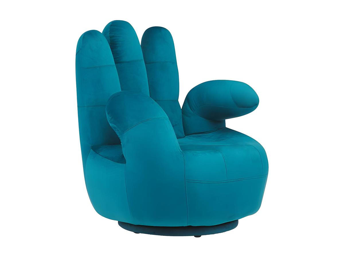 FINGERSESSEL drehbar - Samt - Grünblau - CATCHY - Blau, Textil (78/89/82cm) - Vente-Unique