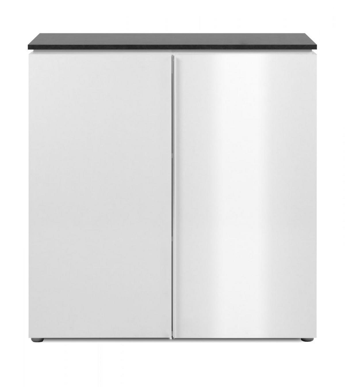 KOMMODE weiß Glanz, grau 89 cm, Sideboard 2-türig - Chromfarben/Silberfarben, Holzwerkstoff/Kunststoff (88.5/92/40cm) - Furn.Design