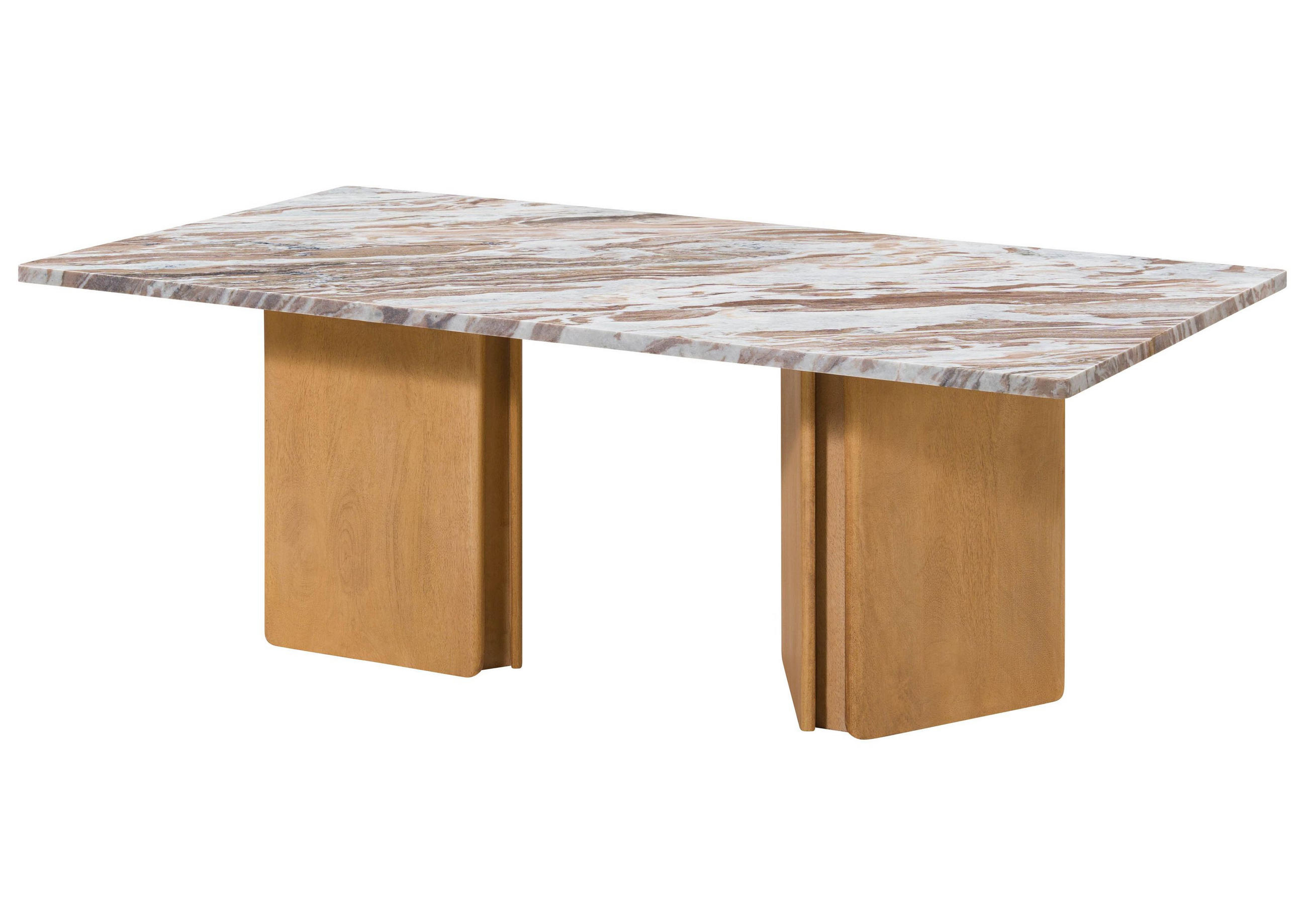 COUCHTISCH Mango 130x70x45 beige lackiert / Marmor beige LUGANO #103 - Beige, Holz (130/70/45cm) - Massivmoebel24