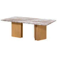 COUCHTISCH Mango 130x70x45 beige lackiert / Marmor beige LUGANO #103 - Beige, Holz (130/70/45cm) - Massivmoebel24