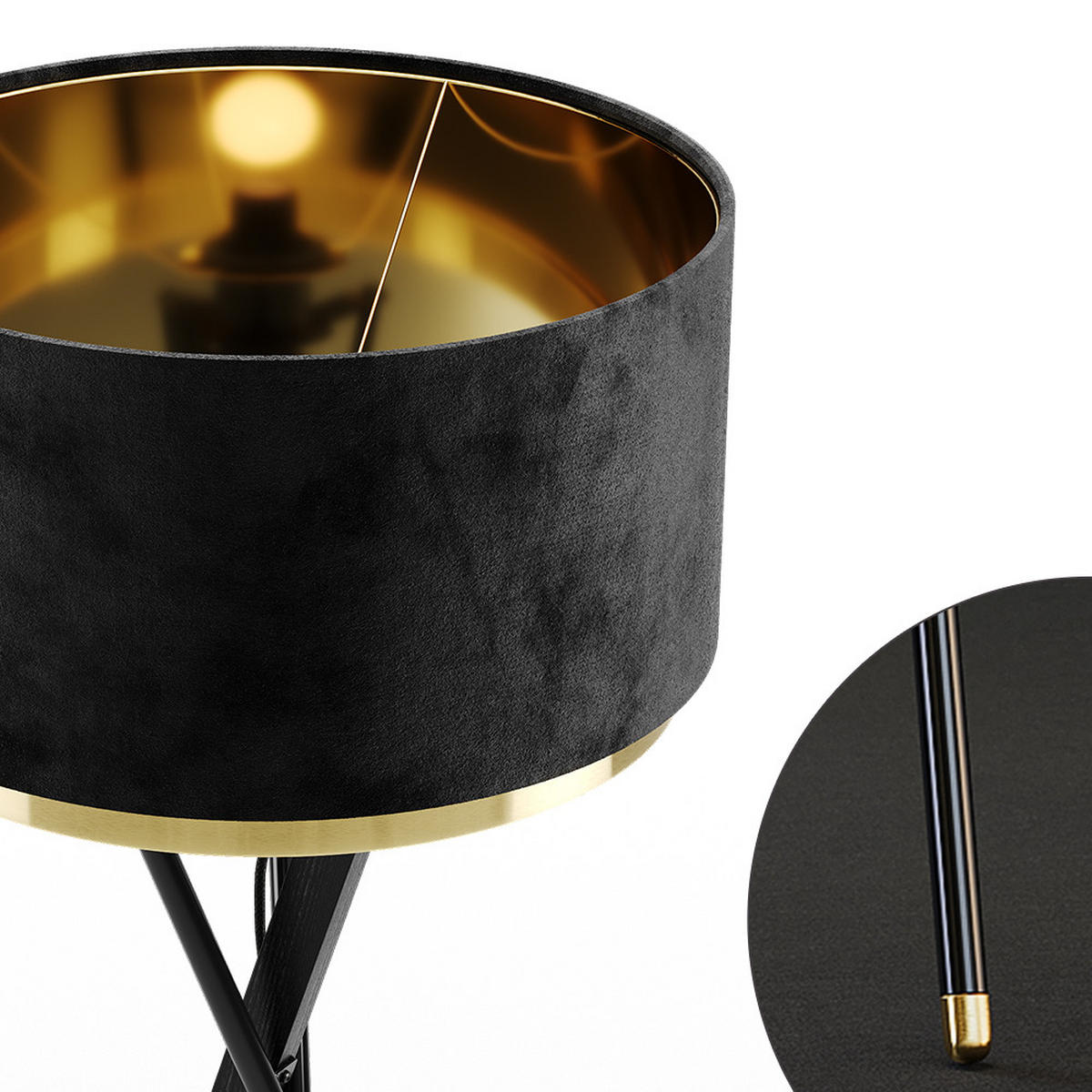 STOJACÍ LAMPA Goldamo Černá - černá/zlatá, kov (50/50/154cm) - Vicco