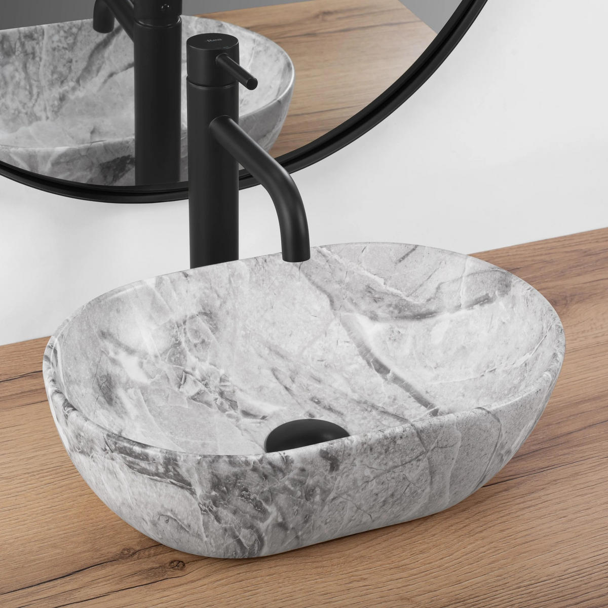AUFSATZWASCHBECKEN Rea Amelia Mini Stone Matt - Hellgrau, Keramik (26/12/38cm) - REA