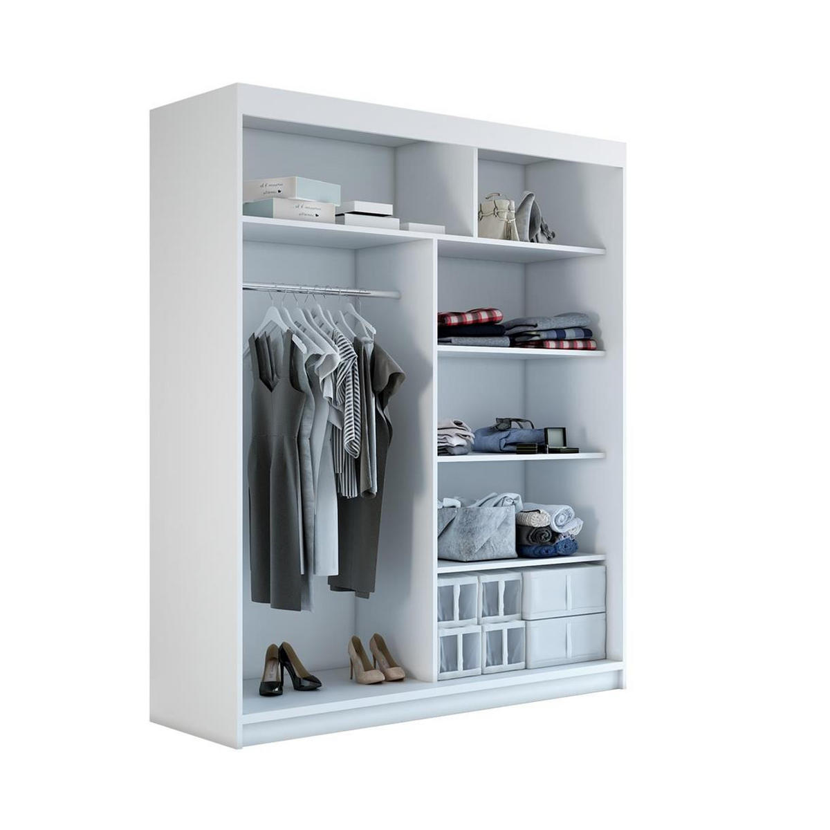 SCHWEBETÜRENSCHRANK 180 CM NEO Farbe: Sonoma / sonoma / schwarz - Schwarz/Braun, Holzwerkstoff (180/215/59.5cm) - A&J MöbelLand