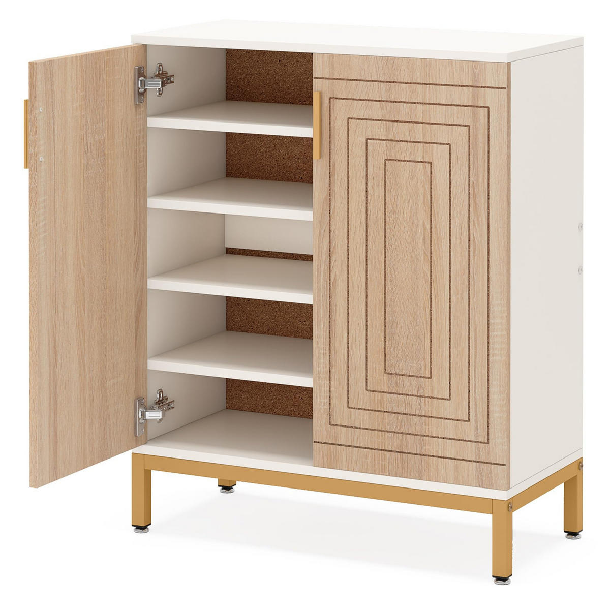 SCHUHSCHRANK 5 Ebenen Schuhregal mit Türen - Weiß, Holz (80/95/35.5cm) - Kaket