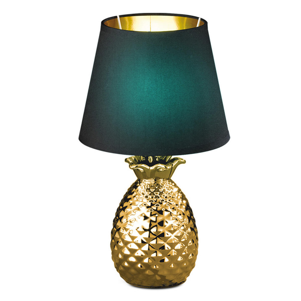 LED TISCHLEUCHTE Keramik Weiß Textil Schwarz Gold - Weiß, Kunststoff (20/20/35cm)