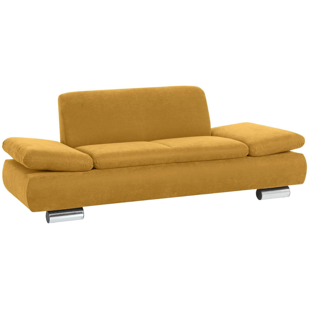 SOFA 2-Sitzer Kaye Bezug Veloursstoff Metallfuß verchromt / mais - Gelb, Kunststoff (190/76/90cm) - 58aufmkessel