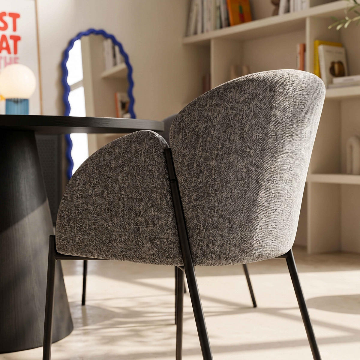 STÜHLE 2-tlg., Grau - Grau, Textil/Metall (70/78/60cm) - Oviala